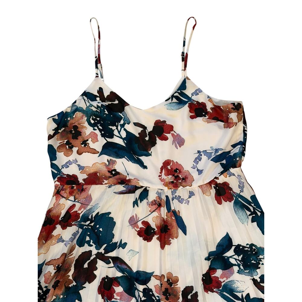 A New Day Cream Floral Pleated Dress | V-Neck | Spaghetti Strap | Size XXL - Picture 3 of 7